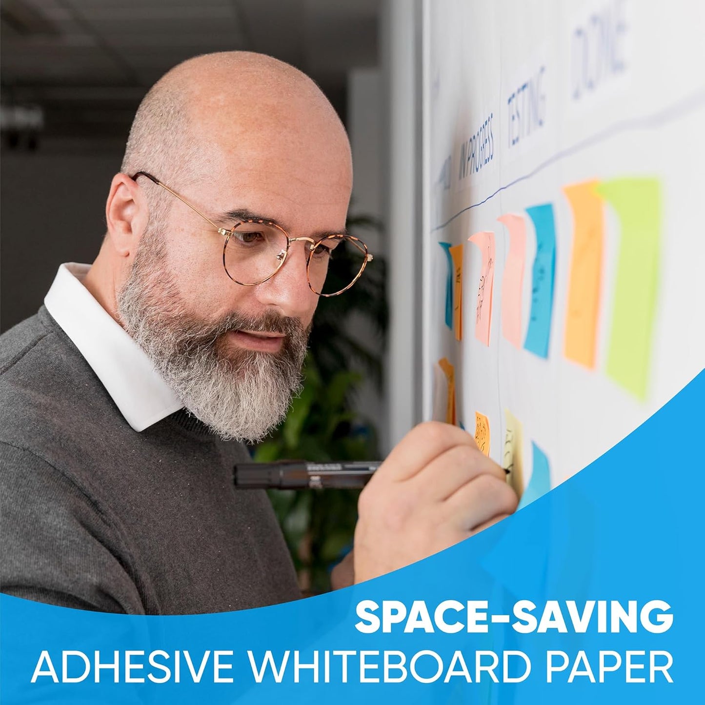 YOUNGJQ Magnetic Whiteboard for Wall 48" x 36" Self-Adhesive Magnetic Dry Erase White Board Sticker, Peel and Stick Wallpaper Easy to Write and Clean for Home Playroom Office