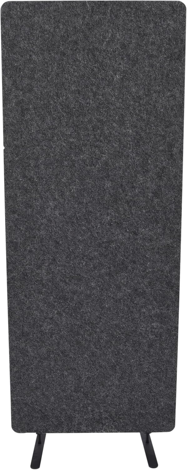 Stand Up Desk Store ReFocus Raw Freestanding Acoustic Desk Divider Privacy Panel to Reduce Noise and Visual Distractions (Anthracite Gray, 23.6" x 62")