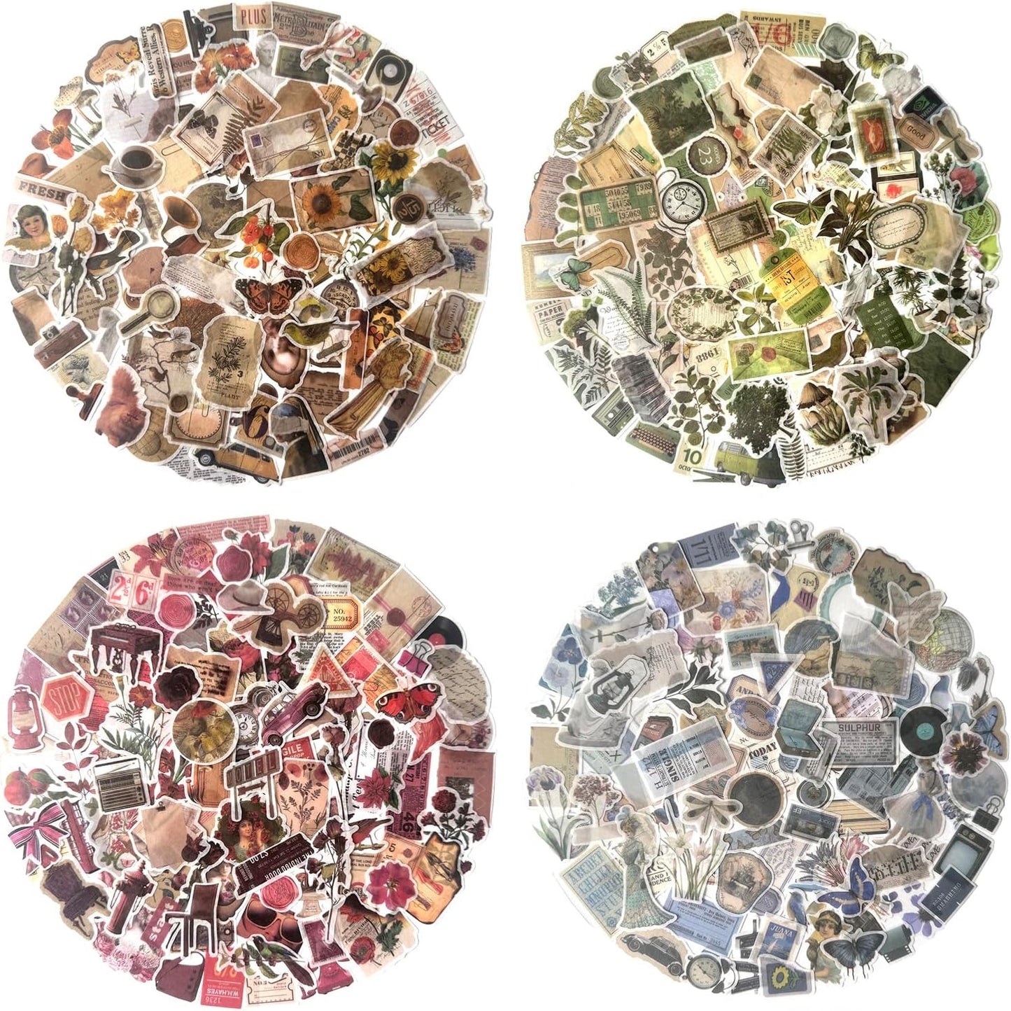 Maxleaf Vintage Washi Sticker Set, 400PCS Floral Retro Nostalgic Ephemera Stickers for Scrapbooking Journaling DIY Crafts Planner Diary Album Handmade Work Journal Envelope Gift Wrapping