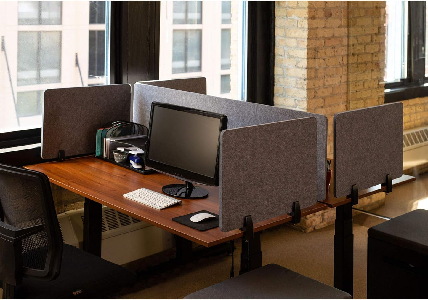ReFocus™ Raw Clamp-On Acoustic Desk Divider – Reduce Noise and Visual Distractions with This Lightweight Desk Mounted Privacy Panel (Castle Gray, 59" x 16", 23.6" x 16", & 23.6" x 16")