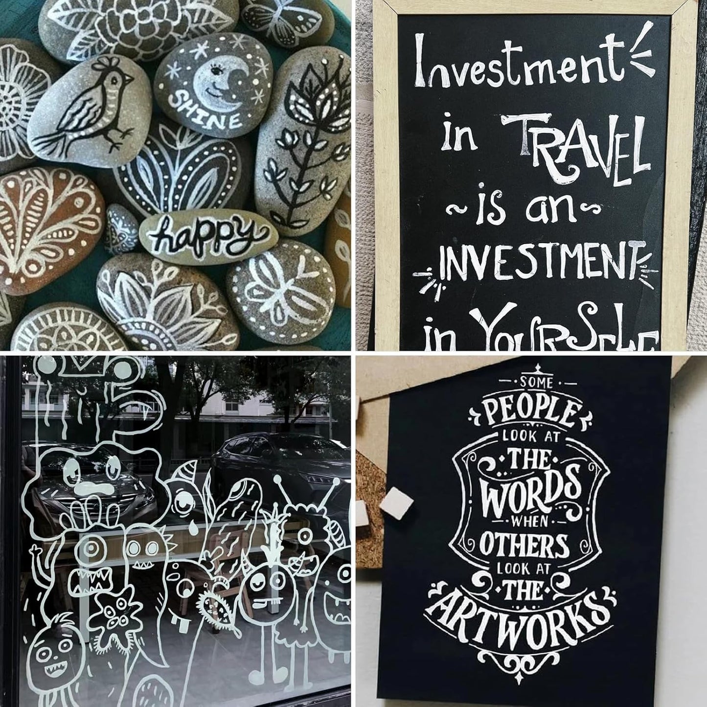 SFAIH White Paint Markers Paint Pens - 8 Pack Acrylic Permanent Marker for Rock Painting, Wood, Metal, Fabric, Plastic, Canvas, Glass, Ceramic, Art Projects, 2-3MM Medium Tip & 0.7mm Extra Fine Tip