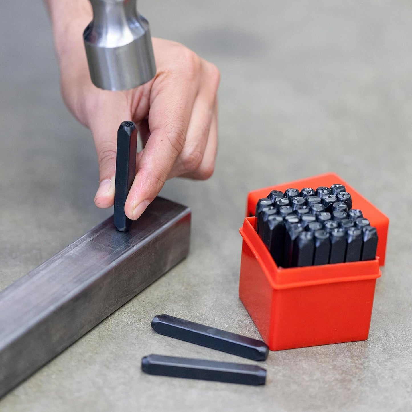 NEIKO 02624 Number and Letter Punch Set with Heat-Treated Steel Punches for Imprinting and Arts and Crafts, 1/4-Inch Shaft, 36-Piece Stamp Set