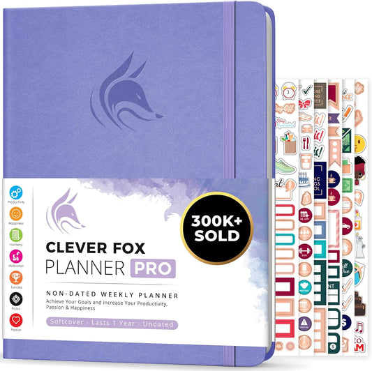 Clever Fox Planner PRO – Weekly & Monthly Life Planner to Increase Productivity, Time Management and Hit Your Goals, 8.5x11″ (Lavender)