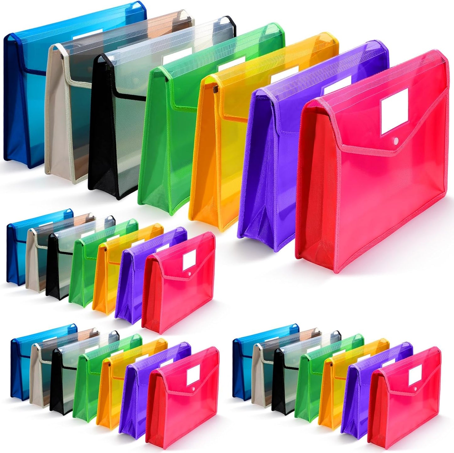 Epakh B4 Plastic Expanding File Folders Wallet for School Classroom Envelope File Folder Document Organizer Colorful Receipt Organizer with Snap Closure for Office (Bright Color,36 Pack)