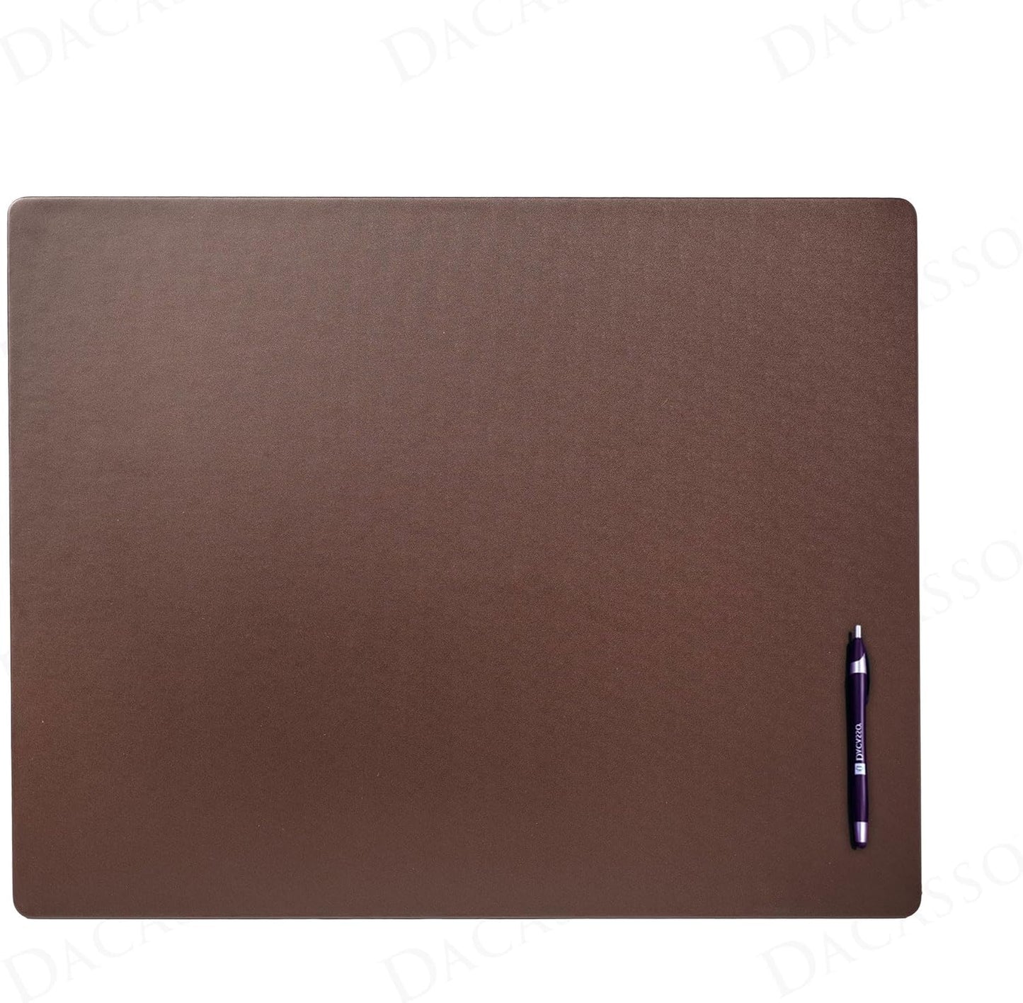 Dacasso 24" x 19" Chocolate Brown Leatherette Luxury Desk Mat Blotter w/Out Side Rails for Writing - Executive Desk Surface Protector