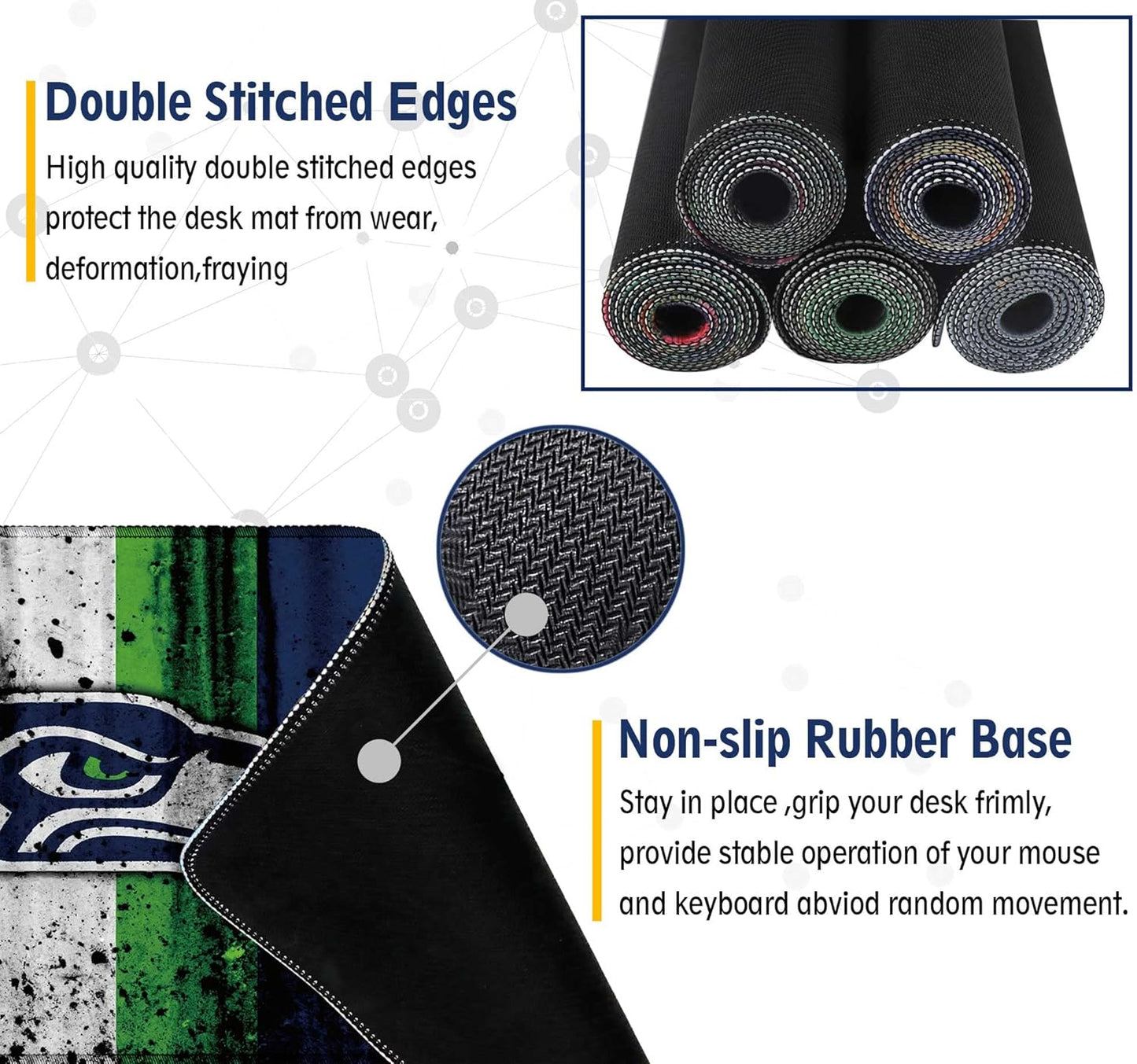 XXL Professional Gaming Mouse Pad, Large Computer Keyboard Mouse Mat Desk Pad with Non-Slip Base and Stitched Edge for Home Office Gaming Work, 31.5x15.7in Extended Mouse Pad Desk Accessories