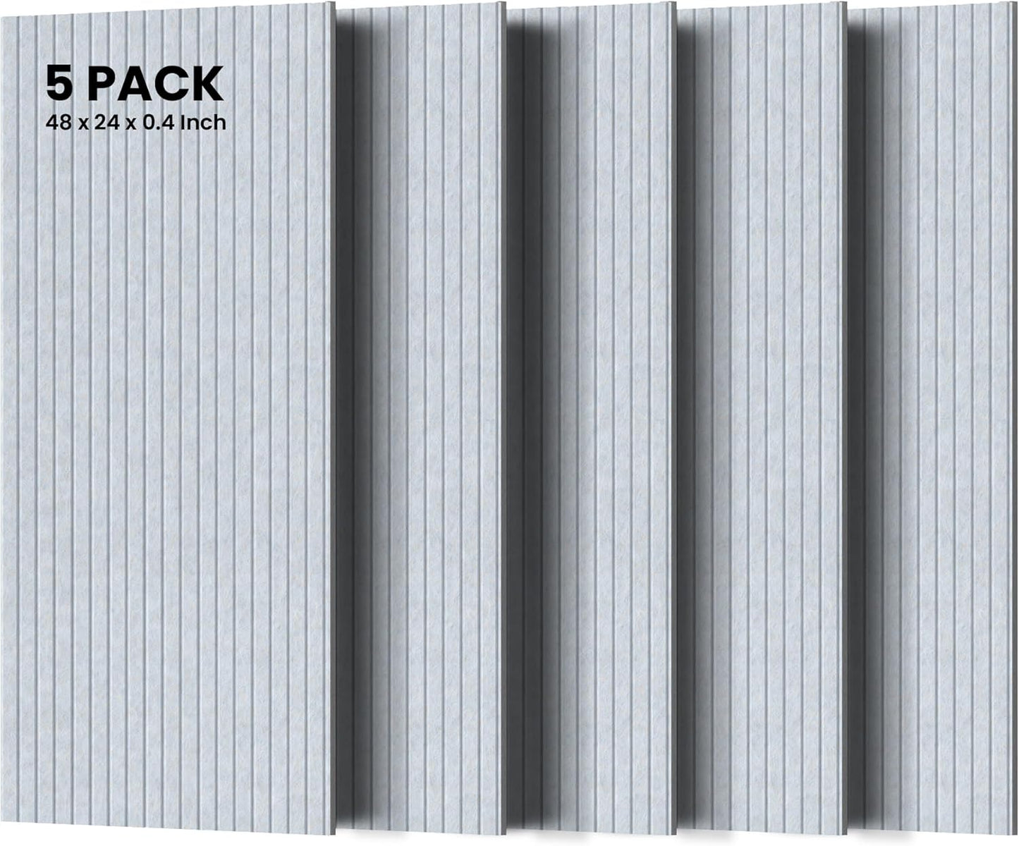 5 Pack Sound Proof Panels for Walls,48 x 24x 0.4 Inch Sound Deadening Panels,Large Acoustic Panels for Media Room, Office and Studio,Light Camel