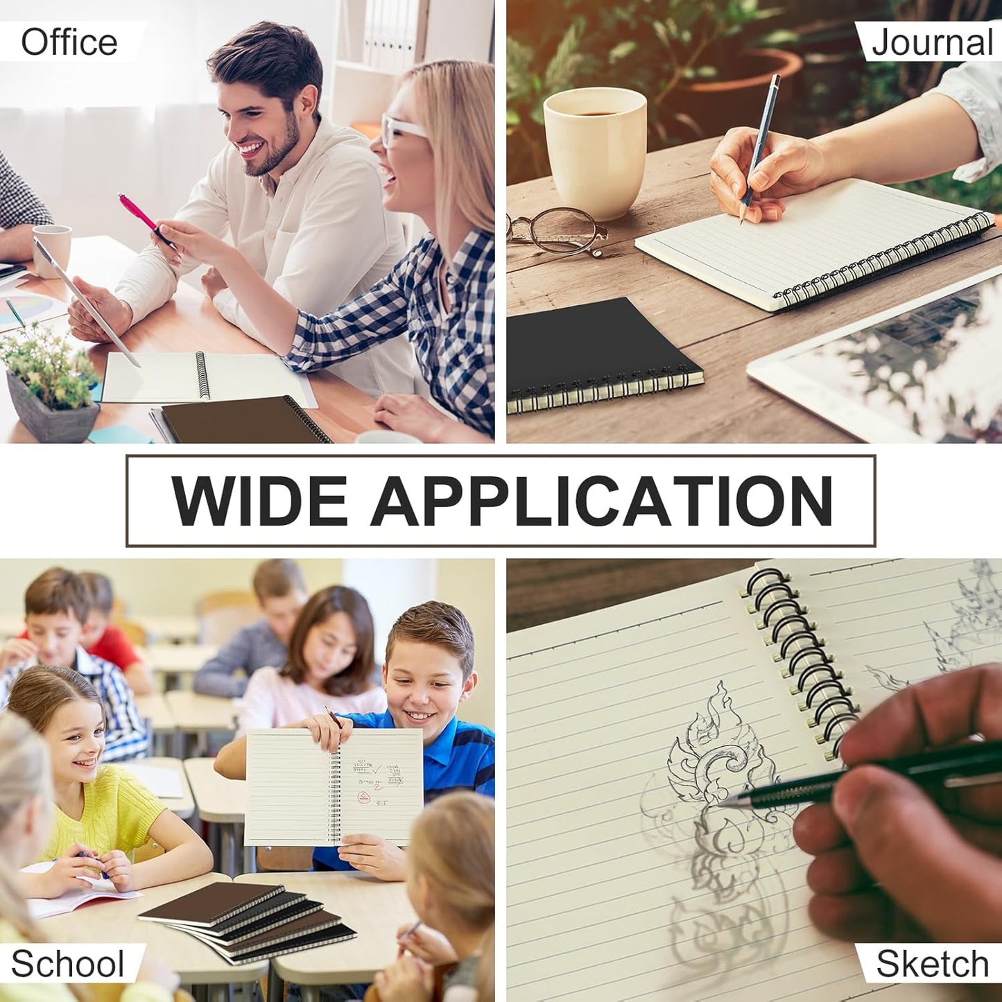 Yahenda Spiral Notebook Bulk A5 Journal Lined 8.3'' x 5.5'' Writing Composition Paper Small Notepad Subject Notebook for Students Office Business Back to School Supplies(Dark Color,3 Pcs)