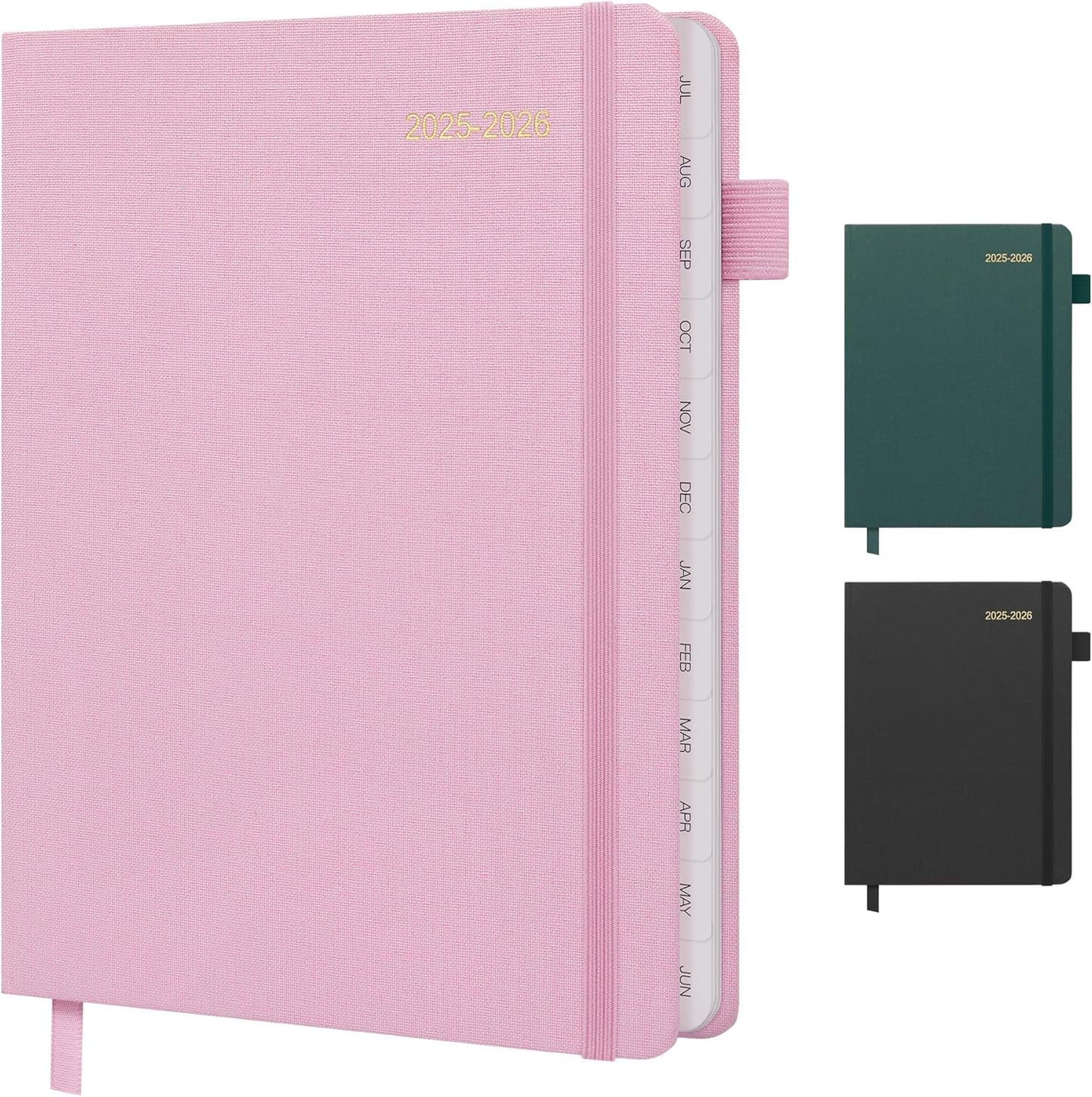 Planner 2025-2026, Academic Linen 2025-2026 Monthly Planner July 2025 to June 2026, Weekly & Daily Organizer with Tabs, Note Pages, Hardcover 5.65" x 8.15"- Ideal for School, Work & Productivity-Pink