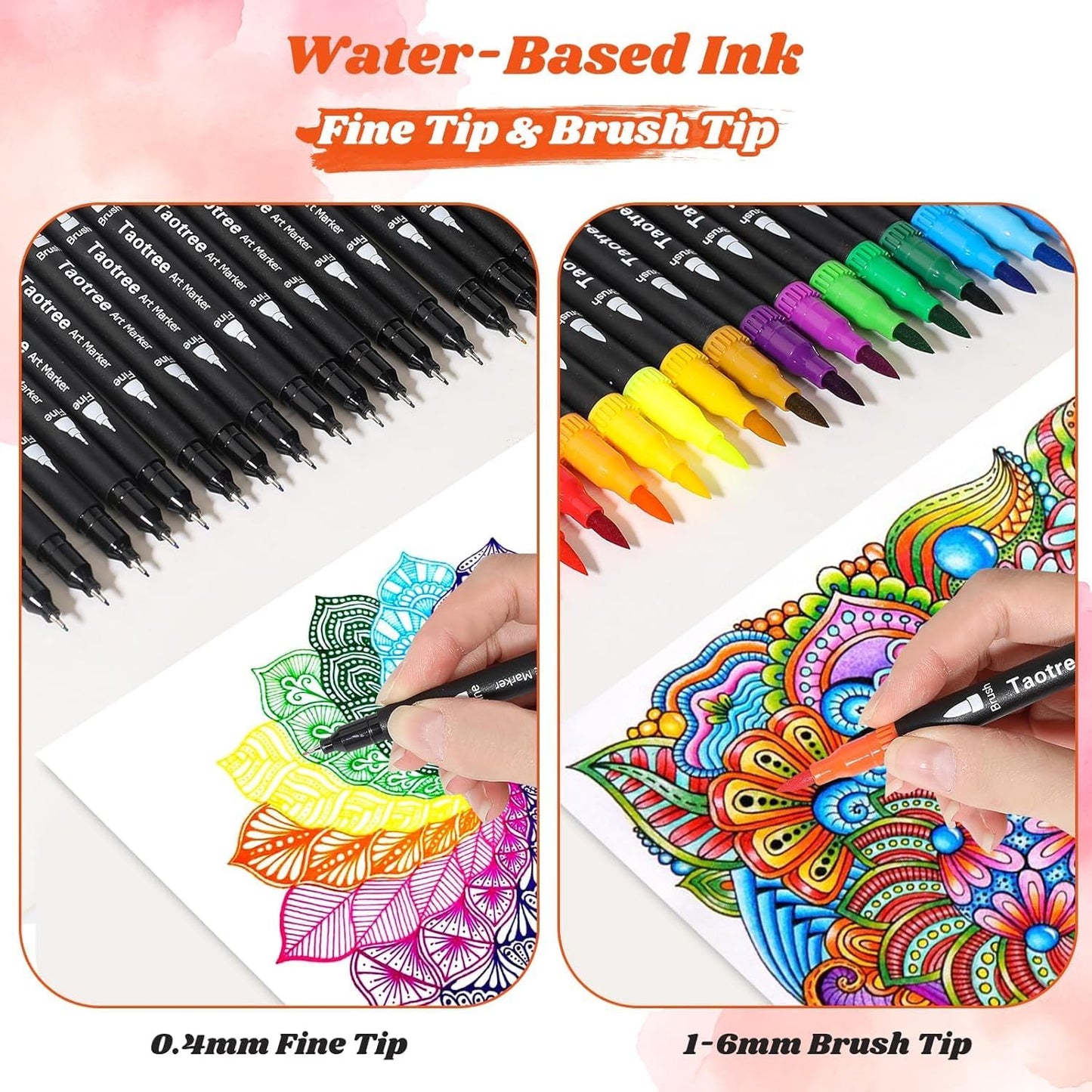 Taotree 150 Colors Dual Tip Art Markers Pens for Adult Coloring Book, Artist Fine & Brush Tip Coloring Markers Drawing Pen for Journaling Note Taking Lettering Calligraphy Craft Art Supplies Set