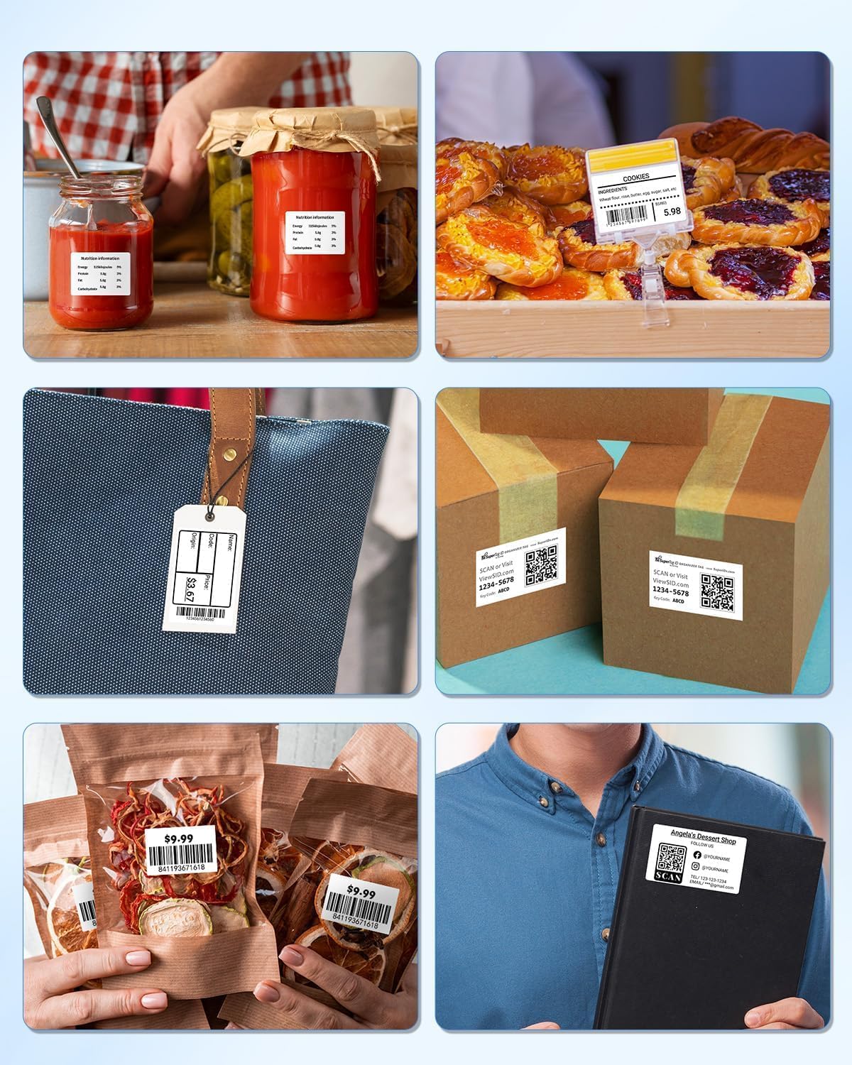 M100 Thermal Labels 1.18"X0.78" (30X20MM), Compatible with Label Maker Machine M100/ M110/ M150/ M220/ M250/ M108/ M221, Multi-Purpose Adhesive Thermal Labels, Black on White, 320 Labels/Roll