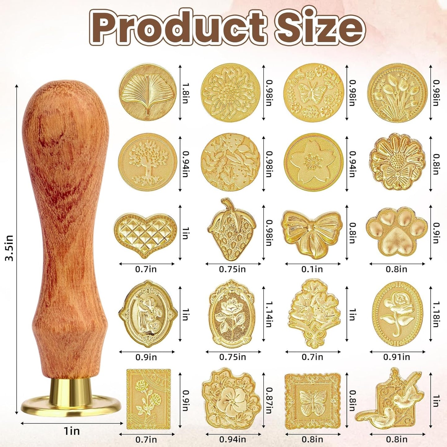 21 Pcs Wax Seal Stamp Kit, Vintage Classic Brass Wax Stamp Seal Head with Wooden Handle for Wedding Party Invitation Greeting Cards Envelopes Gift Wrapping Letter