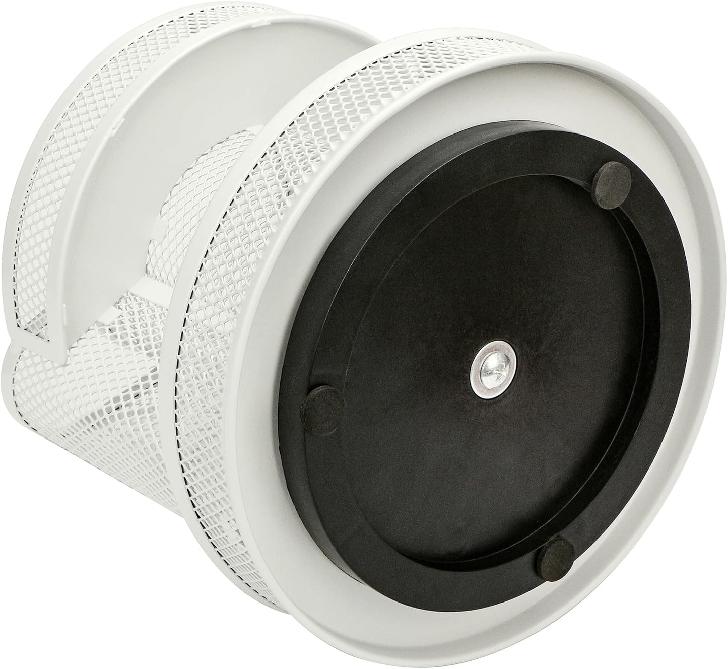 Annova Mesh Desk Organizer Rotate with 6 Compartments Round Spinning Tidy Candy/Pen Holder Desk Accessories Office, Art Supply, Storage, Classroom, Home (White)