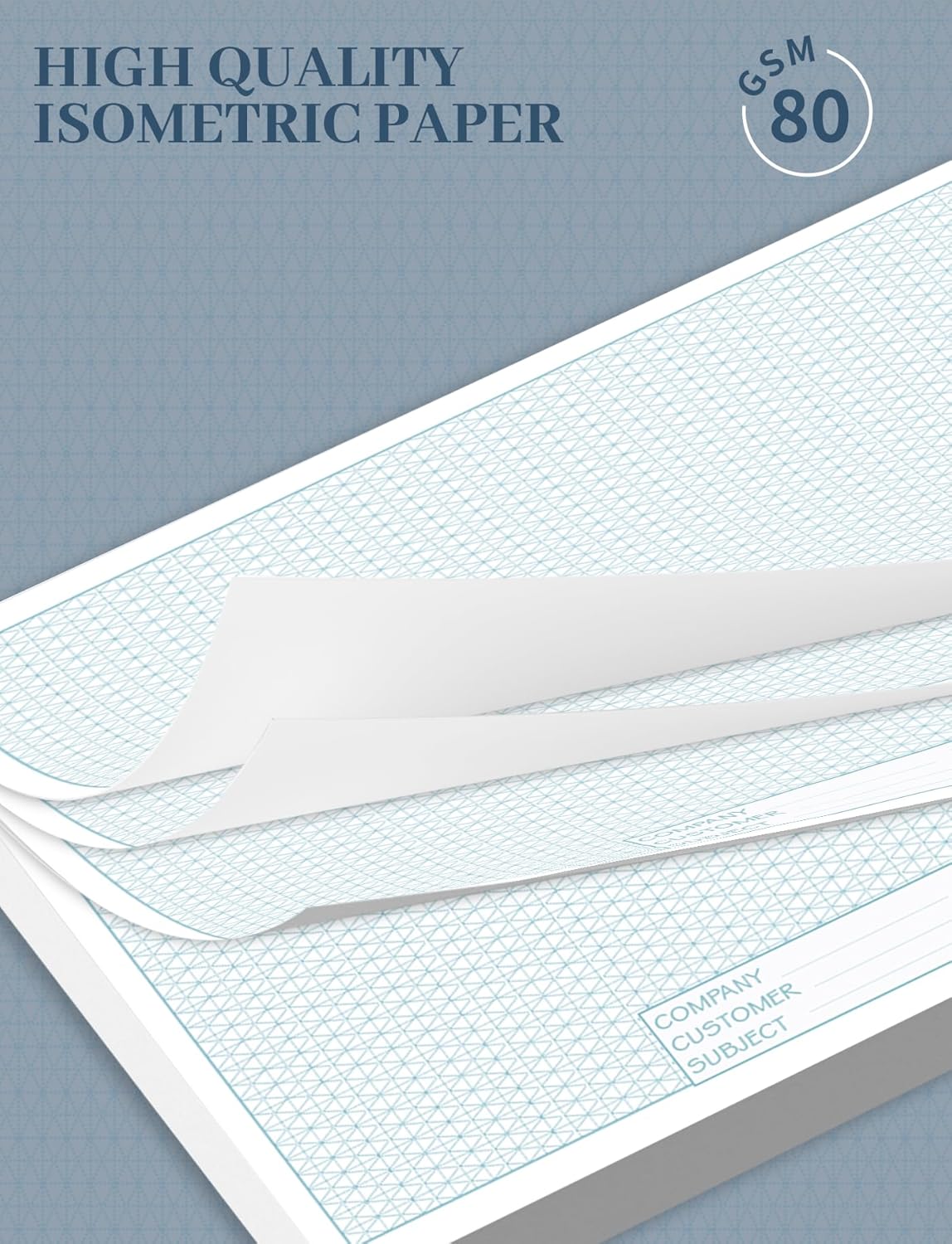 Isometric Graph Paper 11x17, 50 Sheets Large Graph Paper Pads, Top Landscape Glue Binding Blueprint Engineering Paper, Isometric Grid Paper 11x17 for Drafting, Architecture, Engineering and 3D Design