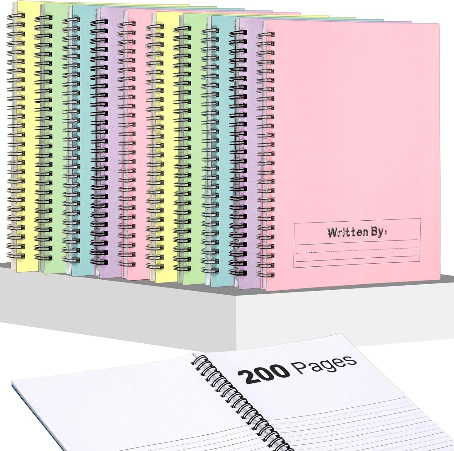 Henoyso 10 Pcs 100/50 Sheets Primary Composition Notebook K-2 Bulk Spiral Primary Journal Drawing Handwriting Practice for Kids Kindergarten 1st 2nd Back to School Supplies (Macaron Color,100 Sheets)