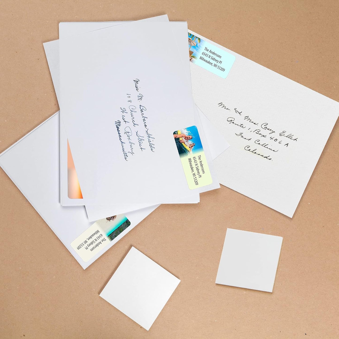 Customized Personalized Address Labels - Made in The USA by Kenco (500 Labels, Tropical Beach)