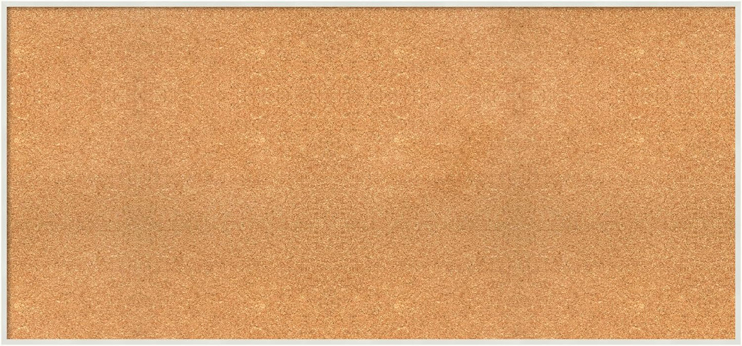 Amanti Art Natural Cork Board for Wall, 25x53 Vision Board with White Frame, Oversize Corkboard Office Decor for Home Organization, Modern Corkboard Pinboard to Display Items for Home Organization in