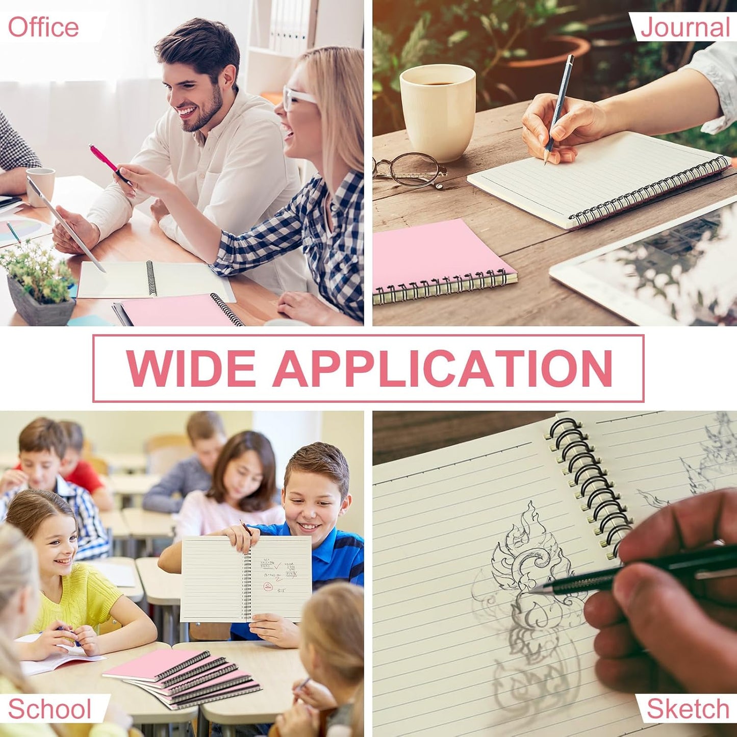 Yahenda Spiral Notebook Bulk A5 Journal Lined 8.3'' x 5.5'' Writing Composition Paper Small Notepad Subject Notebook for Students Office Business Back to School Supplies(Pink,18 Pcs)