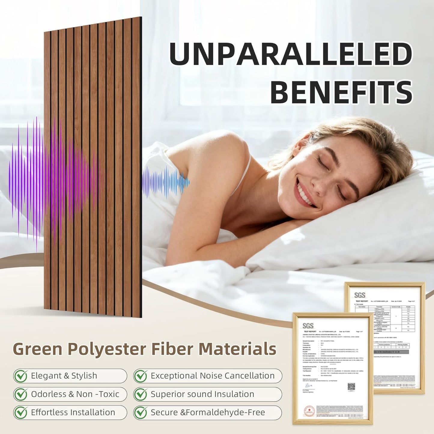 TO-TH Wood-Look Acoustic Wall Panels, 10 Pack 47.2” x 23.6” Acoustic Panels, Decorative Sound Absorbers Sound Dampening Panels for Home, Office, Basement, Cherry