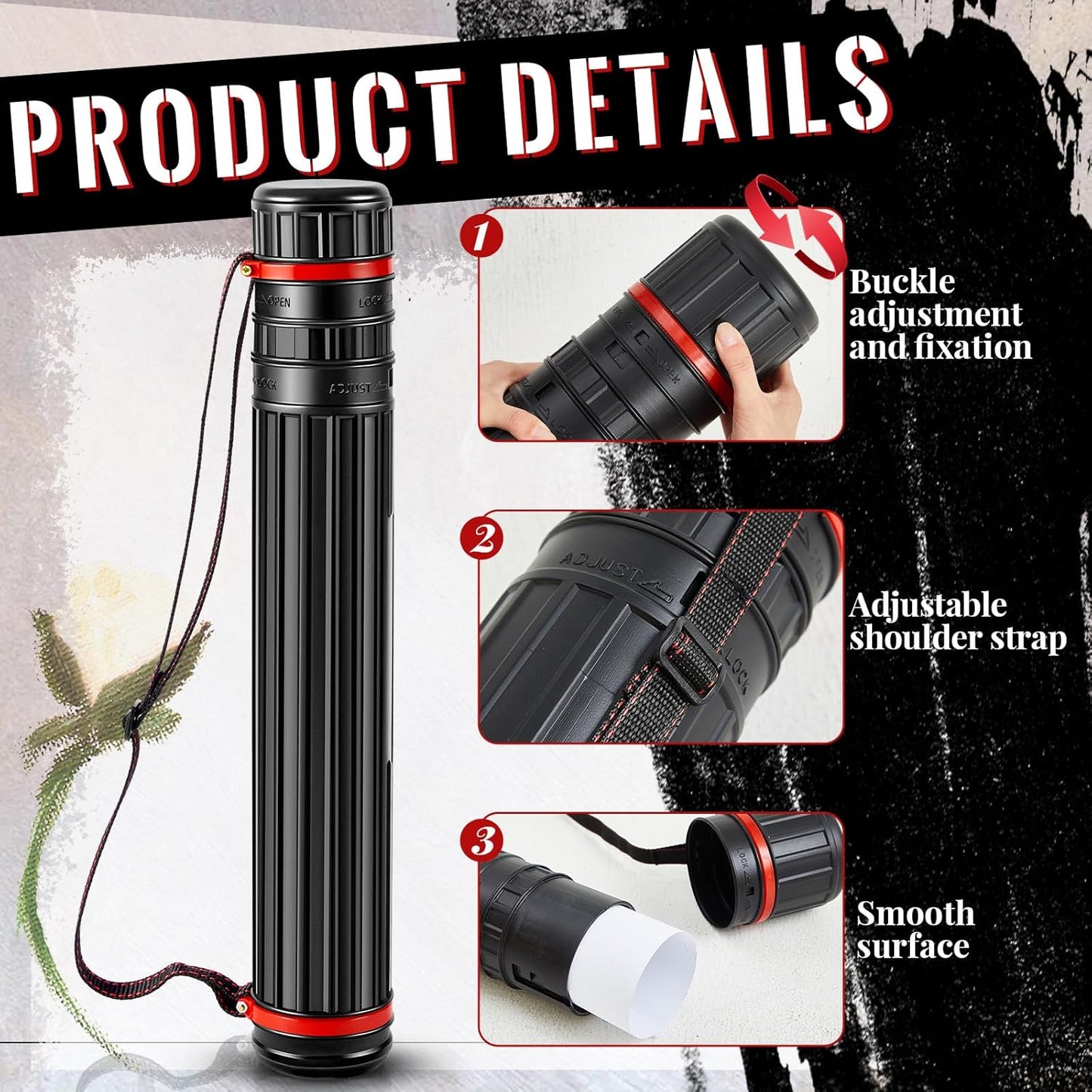 4 Pcs Large Extendable Poster Tubes from 30'' to 49' with Strap Poster Carrying Case Telescoping Tube Portable Blueprint for Posters, Blueprints, Artwork, Map Storage(Classic Standard Style)