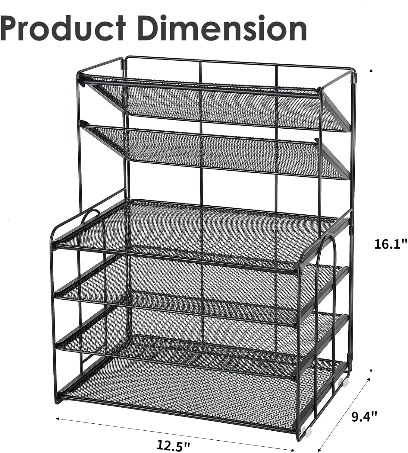 6-Tier Letter Tray Paper Organizer, Desk Organizers and Accessories, Desktop File Organizer, Office Desk Accessories for Office Supplies(Black)