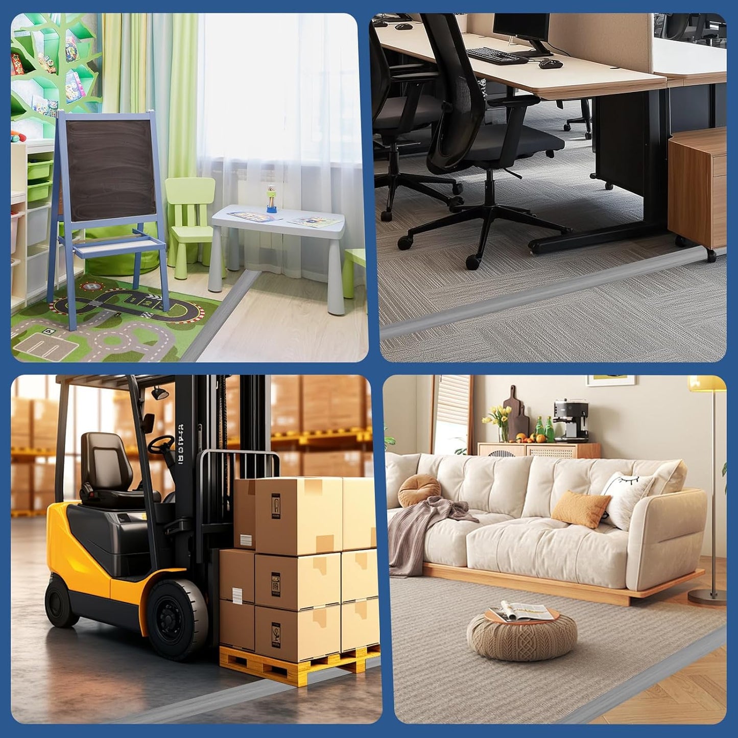 Floor Cord Cover for Wires on Floor Self Adhesive Cord Hider Floor Cable Management Wire Covers for Cords Protector Prevent Cable Trips Cord Cavity W 0.47" x H 0.27", Gray Wood, 20Ft