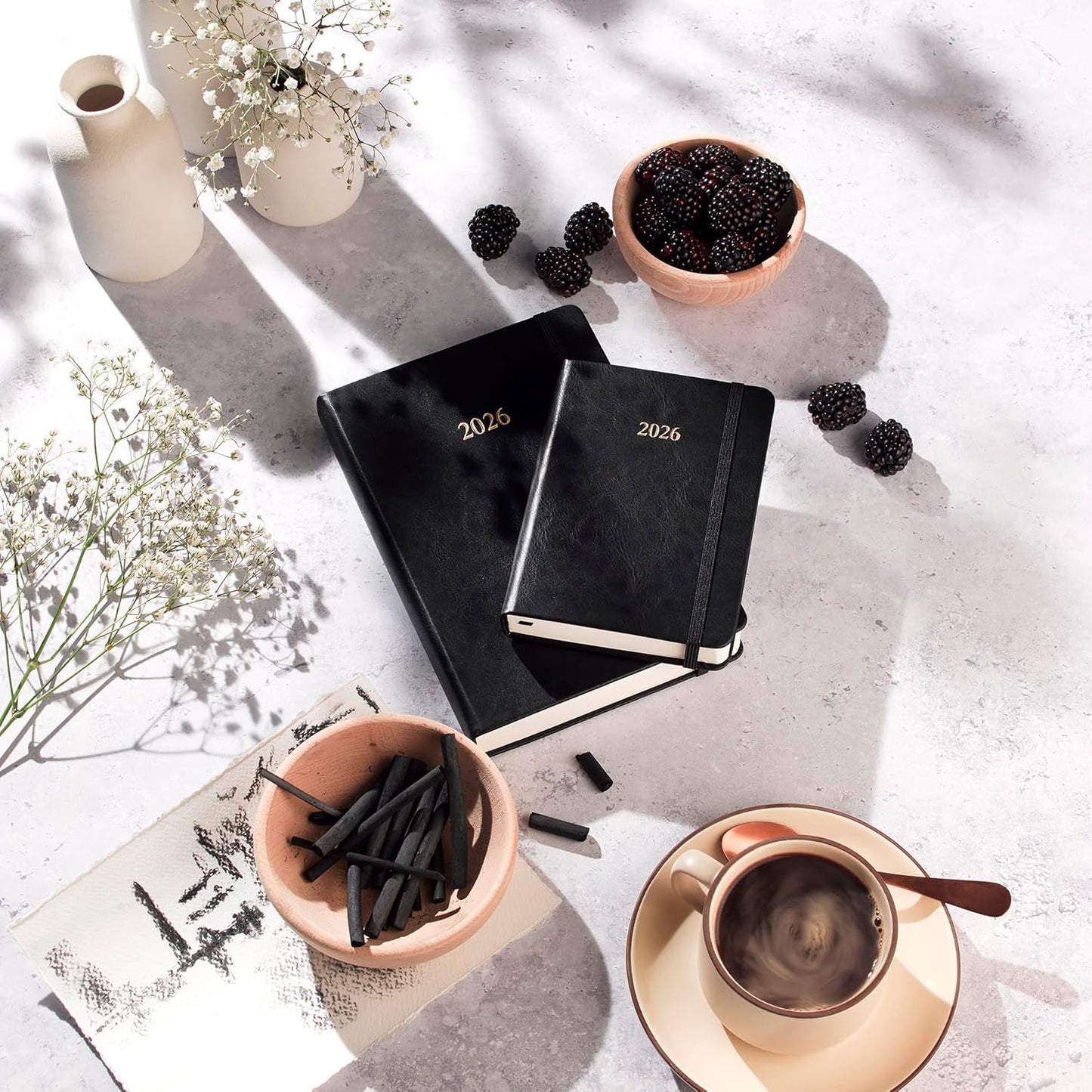 Wykeham's Executive 2026 Daily Journal Planner – US Public Holidays & Format – Customization Available (Black, 8.5"×5.5")