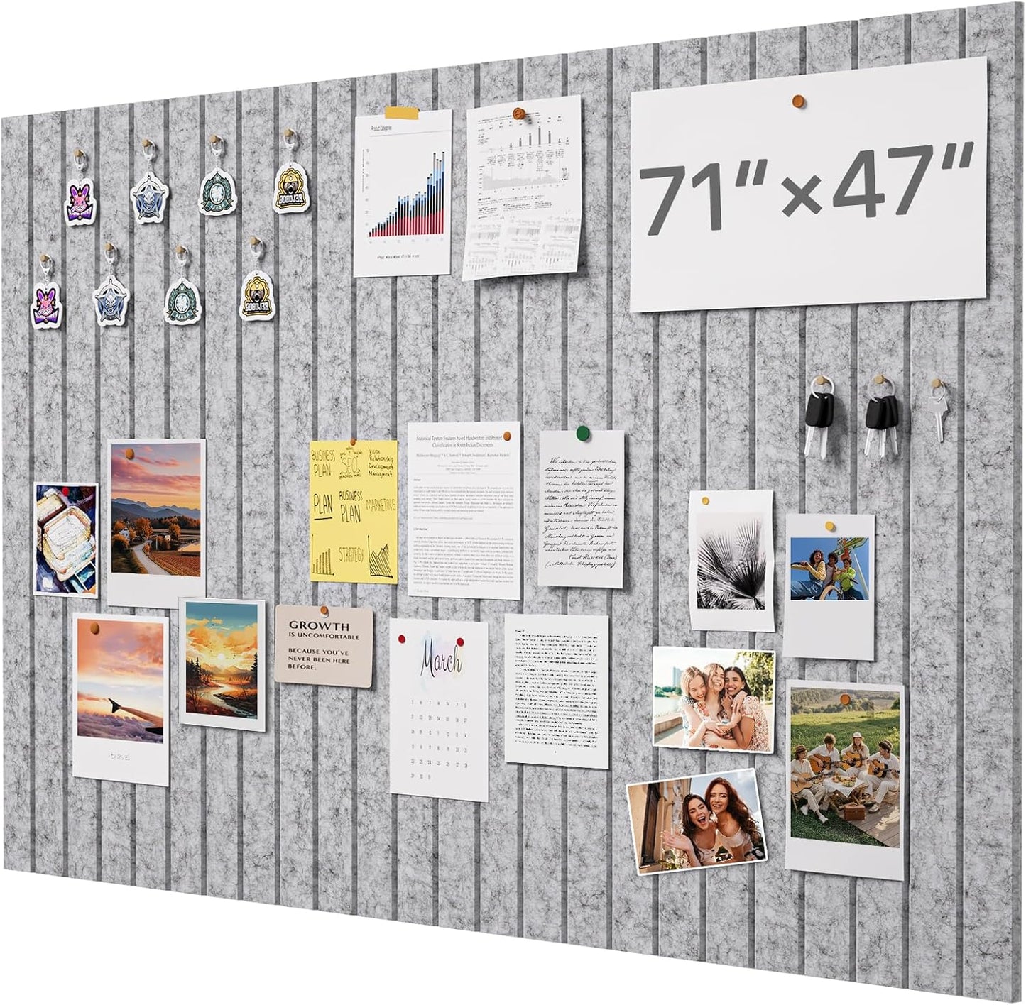 Soundsbay Large Cork Board, 71" x 47" Bulletin Board, 3 Pack Felt Wall Tiles Self-Adhesive, Pin Board for Walls Office Home Classroom Decor