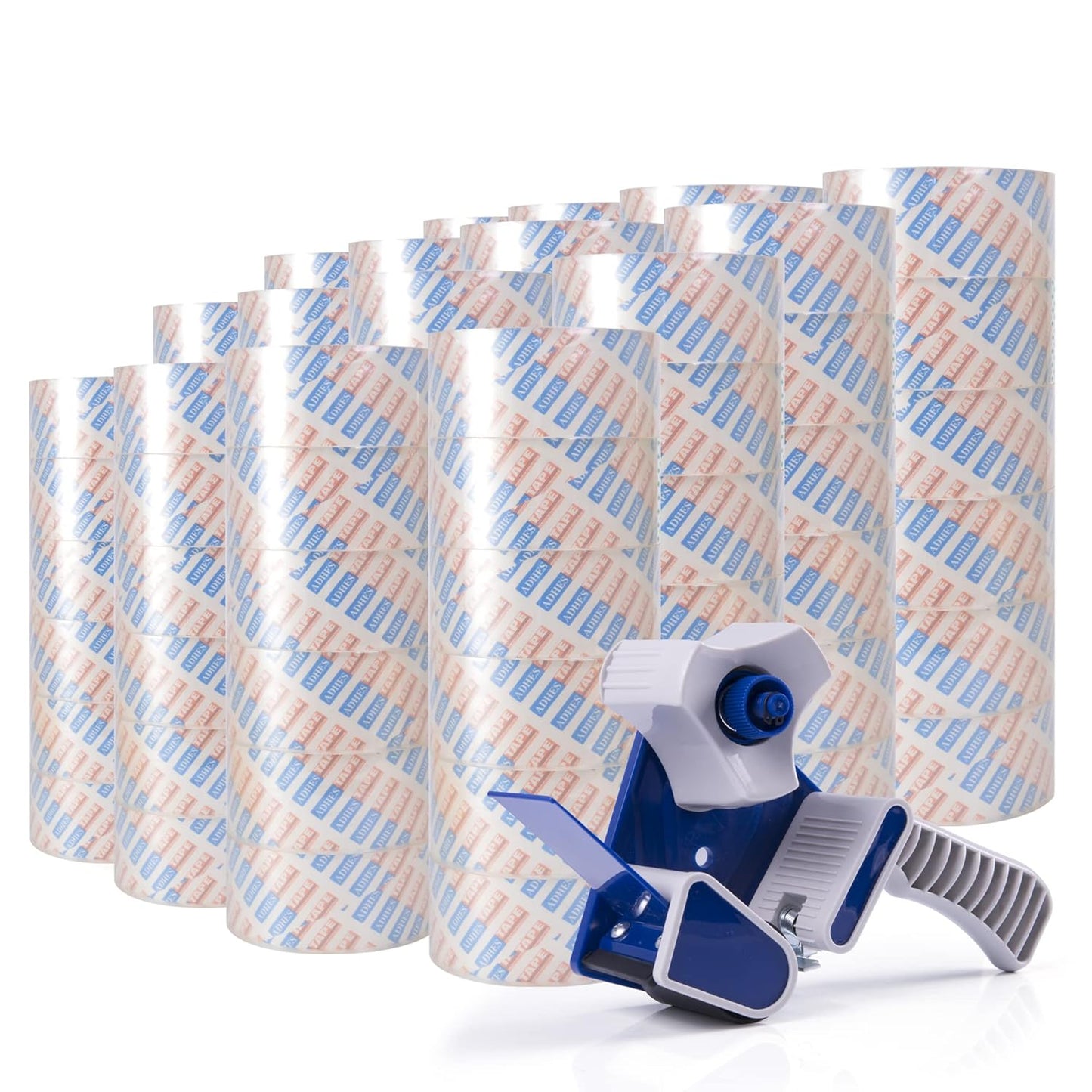 ADHES 96 Rolls Packing Tape with Dispenser Gun, 2.6 Mil Heavy Duty Packaging Tap for Shipping, Moving and Storing, 1.88 Inch x 55Yards, Super Clear