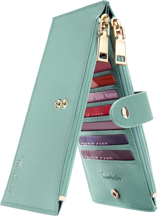 Travelambo RFID Wallet Women Large Size Bifold Multi Card Wallet Case with Zipper Pocke Credit Card Holder for Women