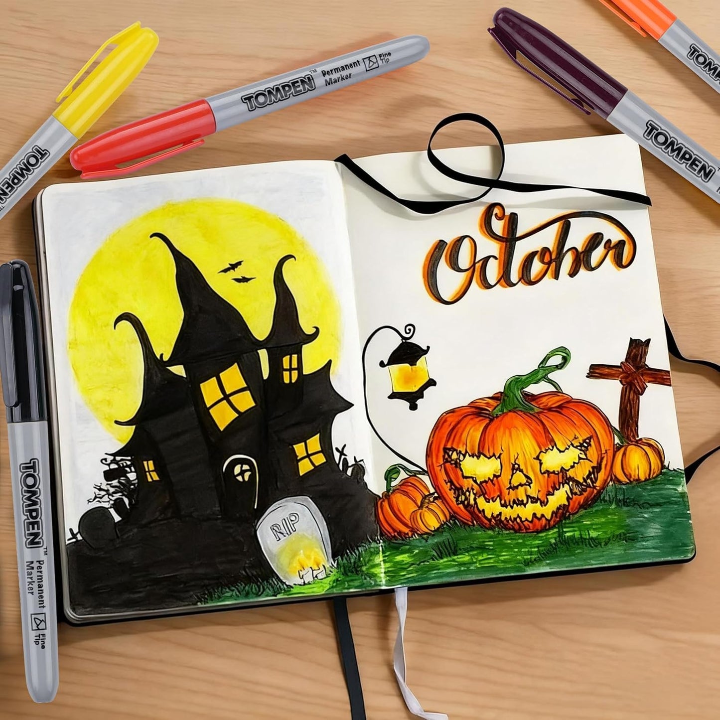 Permanent Markers,Fine Tip,48 Pack Bulk,16 Assorted Colors,Waterproof Permanent Marker Pens with Quick Drying on Wood,Plastic,Paper,Metal,Mirror for Drawing Coloring Art Writing Poster