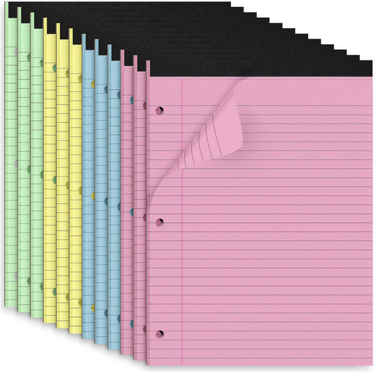 HAUTOCO 12 Pack 8.5 x 11 Legal Pads Colored Wide Ruled Notepads Perforated Writing Pads, 30 Sheets Per Notepad, 3-Hole Punched Paper, Writing Note Pads for School, Home, Office, Business