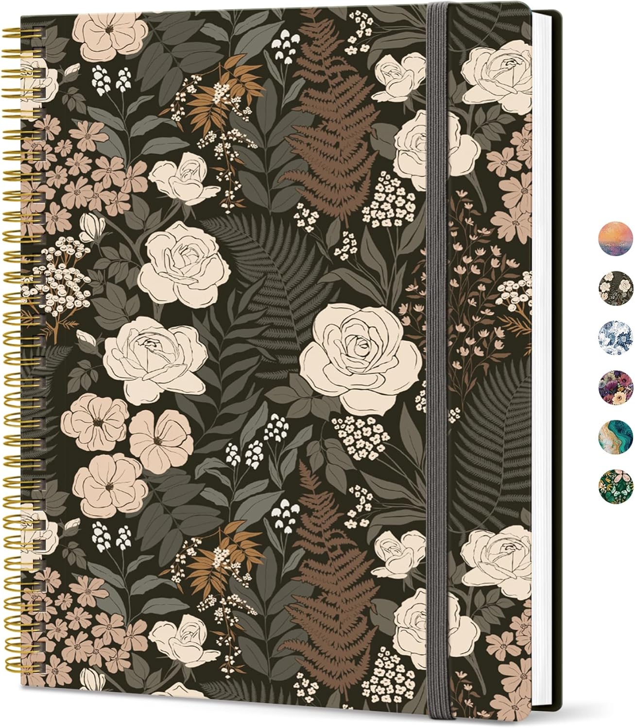 Taja Spiral Lined Notebook, 8.5"x11" Notebooks for Work, Large A4 Journal for Women & Men, College Ruled Journaling Notebook for Writing, Plastic Cover Spiral Journal, Wild Rose