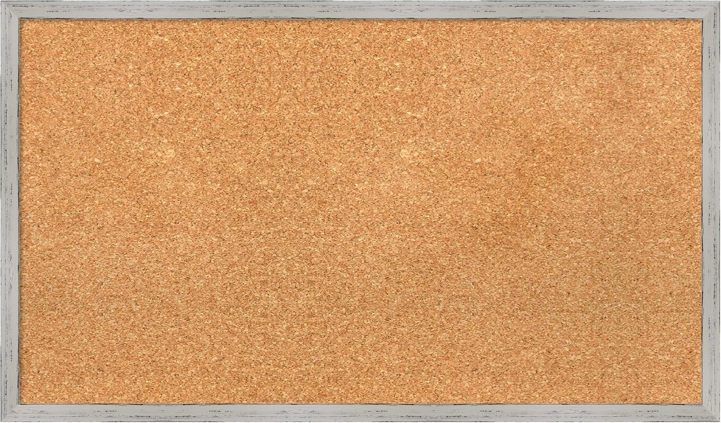 Amanti Art Natural Cork Board for Wall, 17x29 Vision Board with White Frame, Medium Corkboard Office Decor for Home Organization, Cottage Corkboard Pinboard to Display Items for Home Organization in