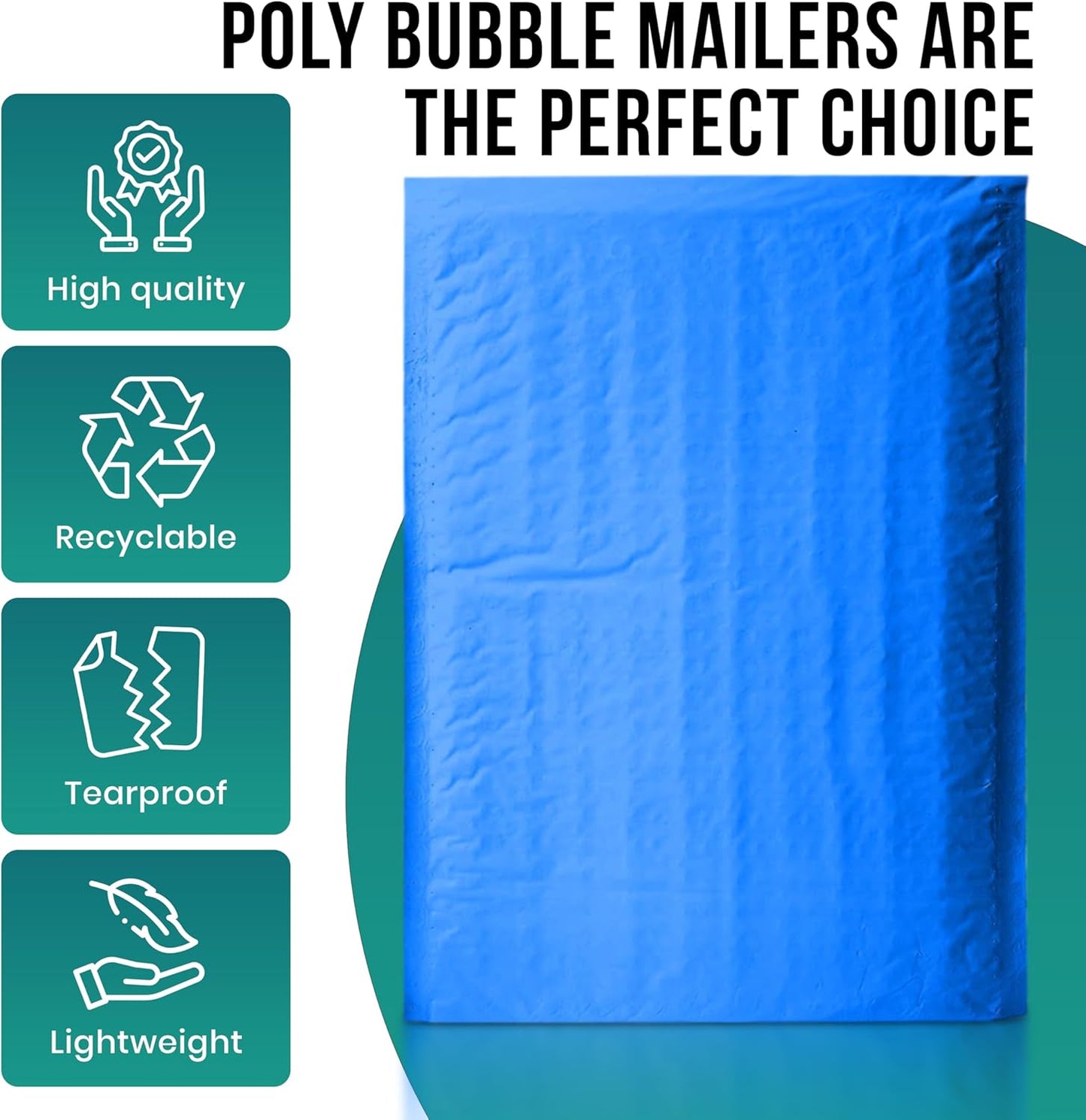 Levex - #000 4" x 8" [10 Pack] Blue Poly Bubble Mailers, Padded Envelope Mailers, Packing Envelope & Mailing Bags for Shipping