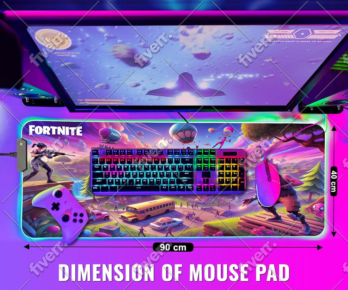 Gaming Mouse Pad - Desk Mat Gaming Mouse Pad, 90x40 Extra Medium Large Extended Big Long Huge XL XXL and XXXL RGB LED Light Mousepad for a Computer, PC Mats Mousepads Battlefield Blitz