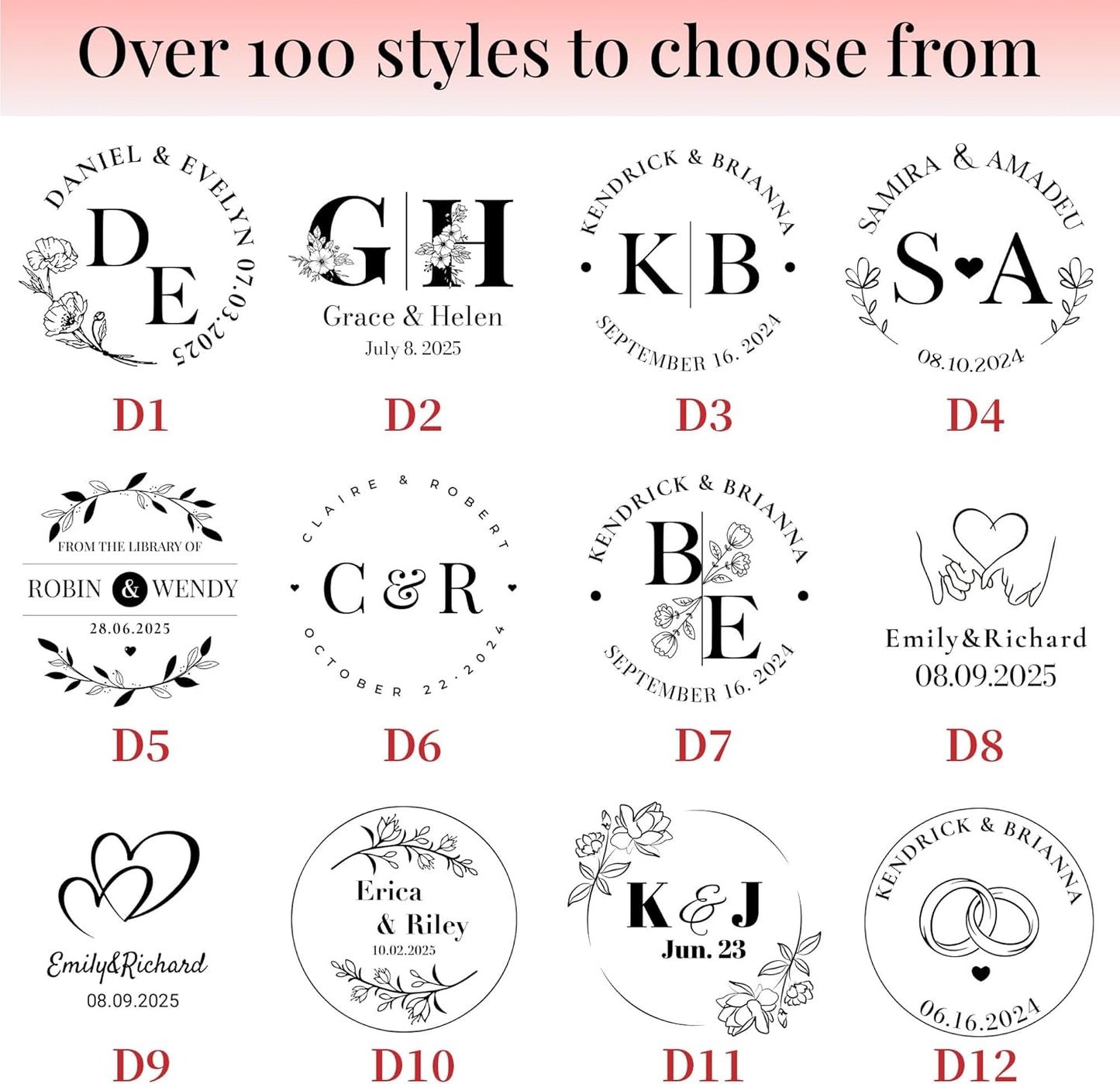 Easycosy Personalized Wedding Embosser | Custom Embosser & Stamps for Wedding | Embosser Personalized with Your Name & Monogram and Initials for Envelope & Invitation (Wedding 1)