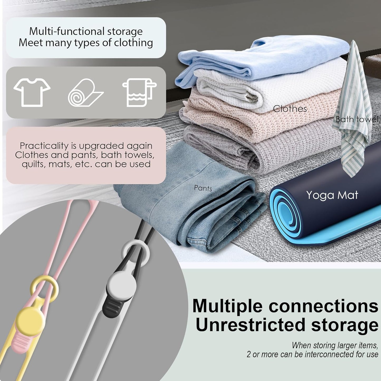 Nearockle Silicone Cable Ties Cord Organizer for Cable Management, 20PCS 4.2" and 7.1" Reusable Cable Organizer Electronic Accessories for Home, Office, Kitchen, School, Travel (5 Colors)