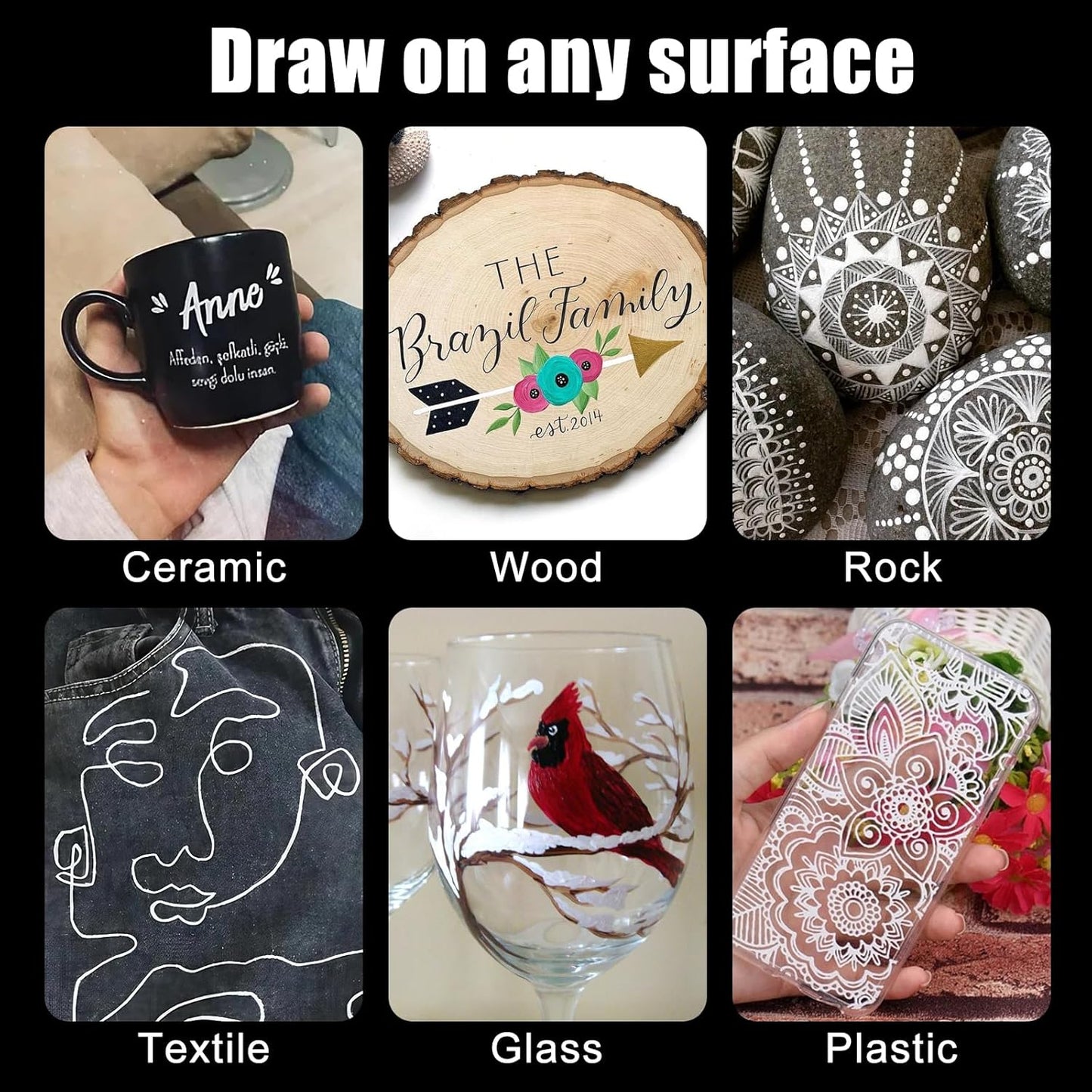 White Paint Pen Marker - 2 PCS Dual Tip Oil Based Permanent Markers, Extra Fine and Medium Tip (0.7mm & 3mm), Quick Drying, Waterproof, for Fabric