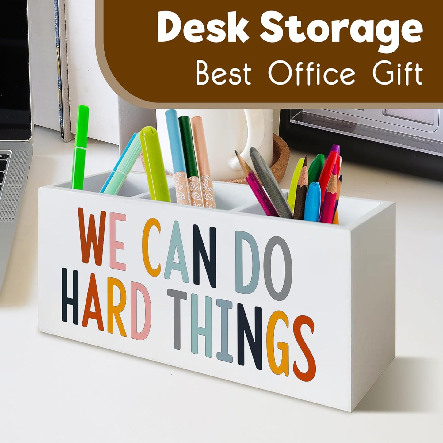We Can Do Hard Things Pen Holder Pencil Organizer for Classroom School Psychologist Office Desk Pen Holders, Inspirational Pen Holder for Speech Therapy Desk Decor