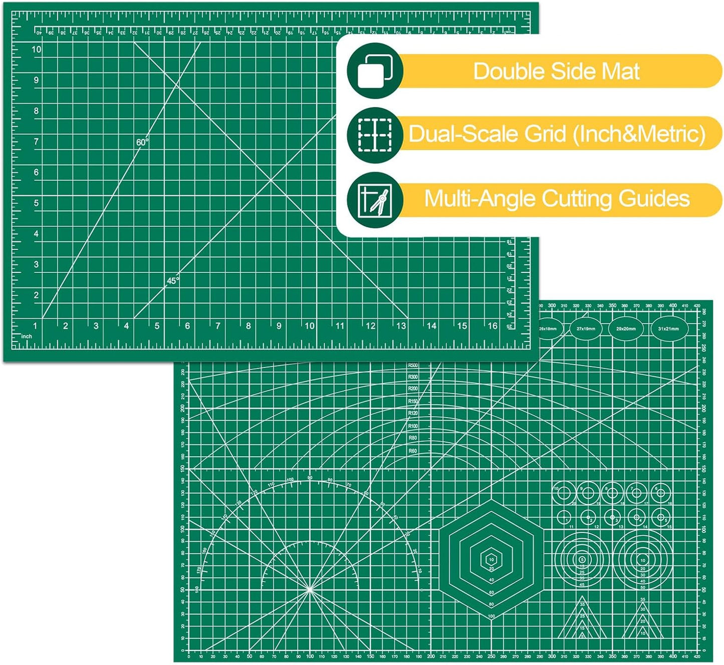 5 Packs Self Healing Cutting Mat 12" x 18" Rotary Cutting Sewing Mat A3, 5-Ply Cutting Board for Fabric Crafting Sewing Scrapbooking Quilting and Precision Cutting