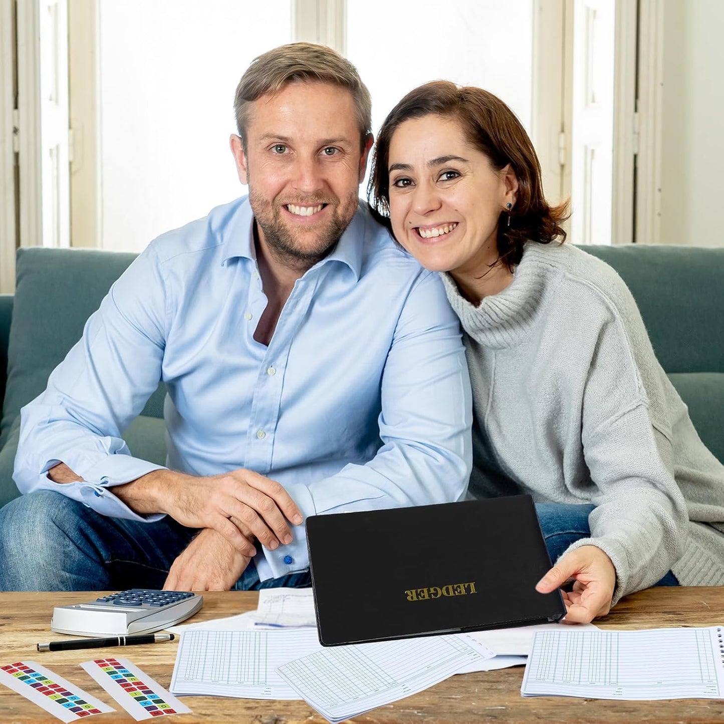 Ring Ledger Binder with 200 Pcs 5"x8.5" Ledger Sheets Small Index Tabs for Bookkeeping Accounting Business with Debit Credit Balance Columns(Black Cover, White Sheets)