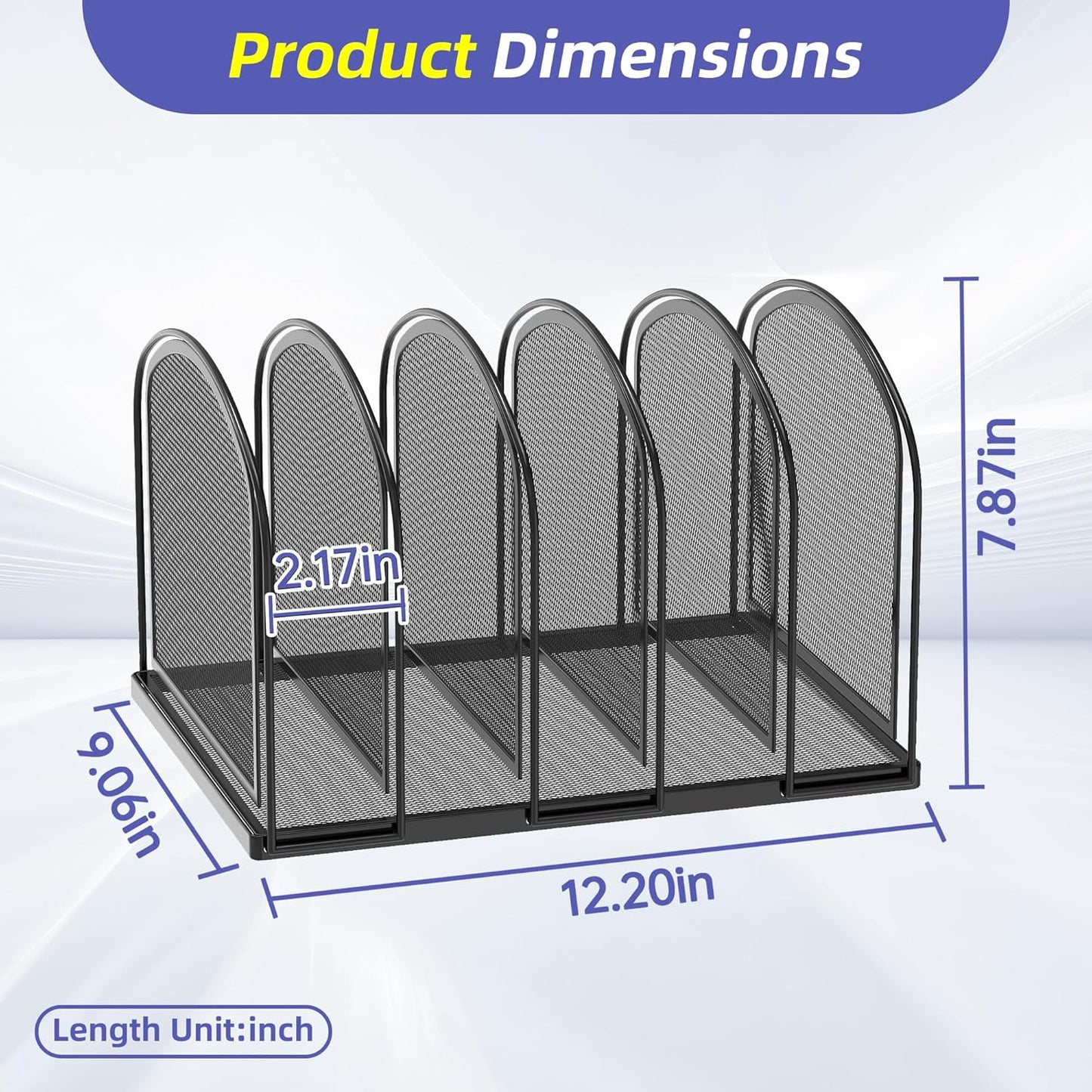 SUPEASY File Organizer for Desk, 5-Section Mesh Desk Organizer, Vertical File Holder Desktop Organizer File Sorter, File Folder Holder for Office Supplies, Black