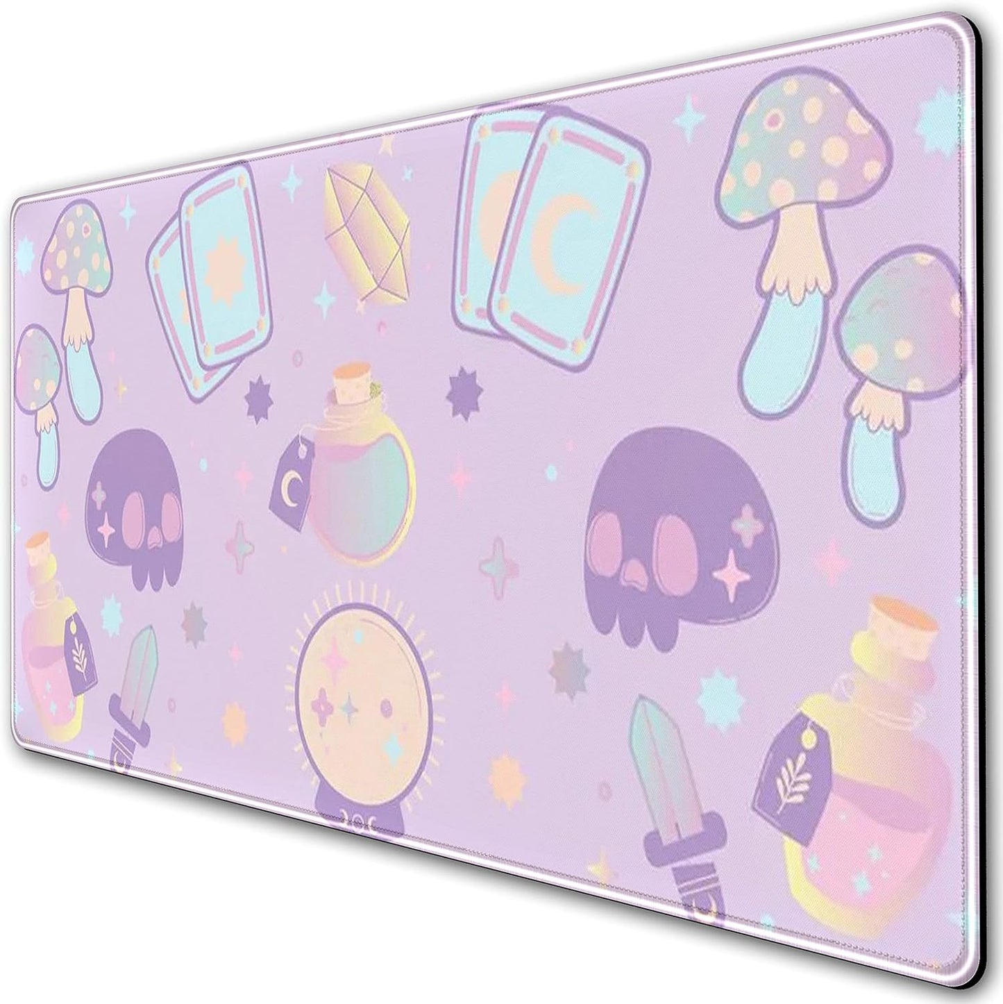 Kawaii Purple Desk Mat,Cute Witchy Elements Mouse Pad, Desk Pad Mystical Goth,XXL Gamig Desktop Mat,Extended Keyboard Mousepad Large for Computer Laptop,Girl Gamer Desk Decor 31.5''x15.7''