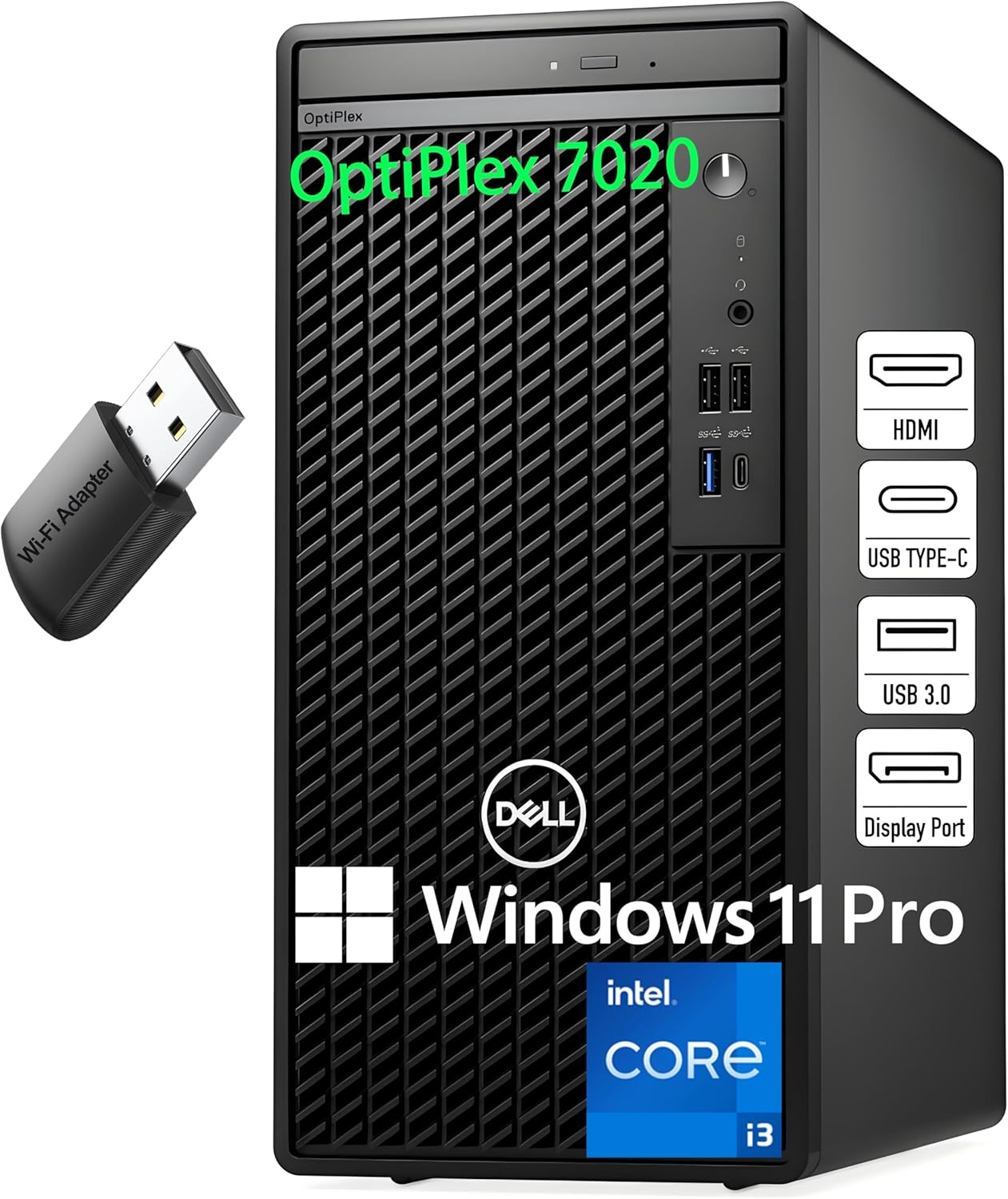 Dell OptiPlex Desktop Computer, 7020 Tower Dekstop PC, 12th Gen Intel 4-Core Processor (Beats Core i7-9700), 16GB DDR5 RAM, 1TB PCIe SSD, DVDRW, WiFi Adapter, RJ-45, Keyboard & Mouse, Windows 11 Pro