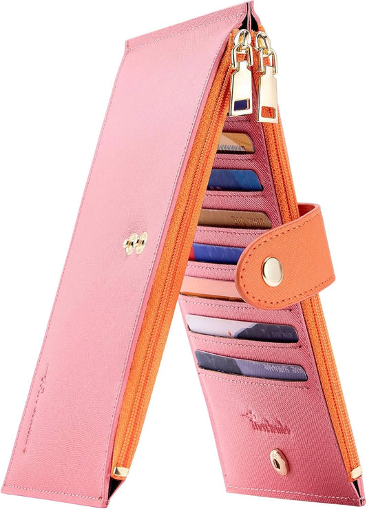 Travelambo RFID Wallet Women Bifold Multi Card Wallet Case with Zipper Pocke Credit Card Holder for Women