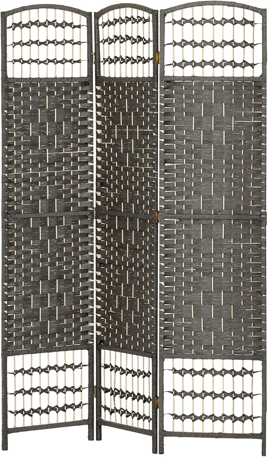 HOMCOM 3 Panel Room Divider, Folding Privacy Screen, 5.6' Room Separator, Wave Fiber Freestanding Partition Wall Divider, Dark Gray