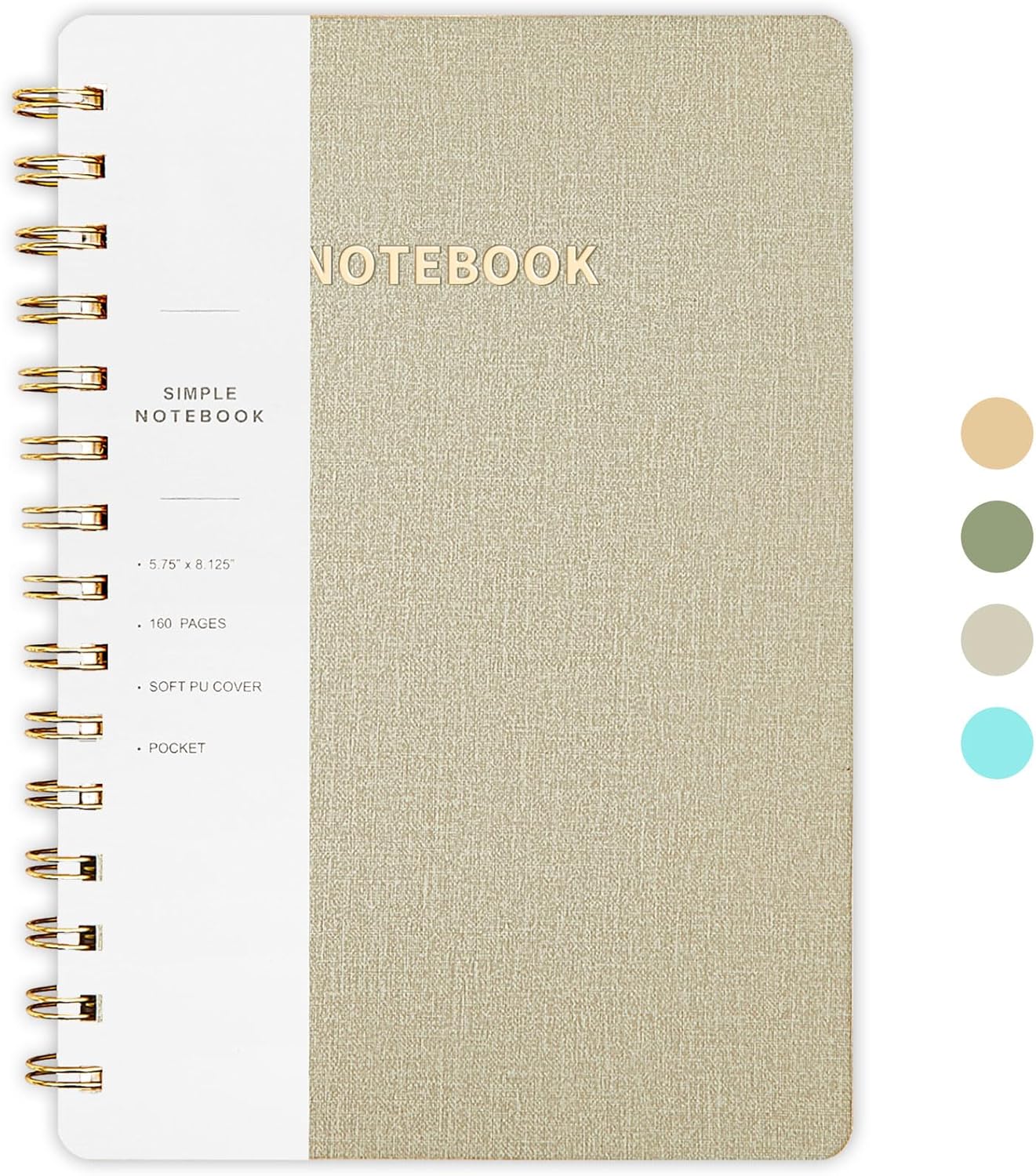 Lined Spiral Notebook College Ruled A5 Journal Book for Note Taking, 160 Pages Writing Journal for Office and Home School Supplies 5.75x8.125 inch - LightGrey