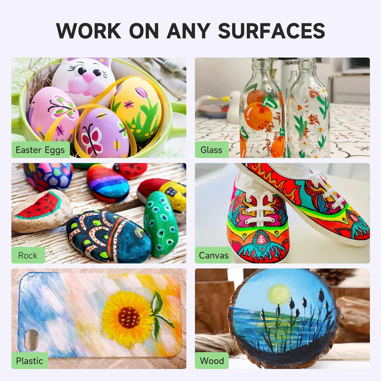 32 Colors Paint Markers, Dual Tip Acrylic Paint Markers for Wood, Canvas, Glass, Ceramic, Fabric,Rock Painting, DIY Crafts Making Art Supplies (Fine Tip and Brush Tip)