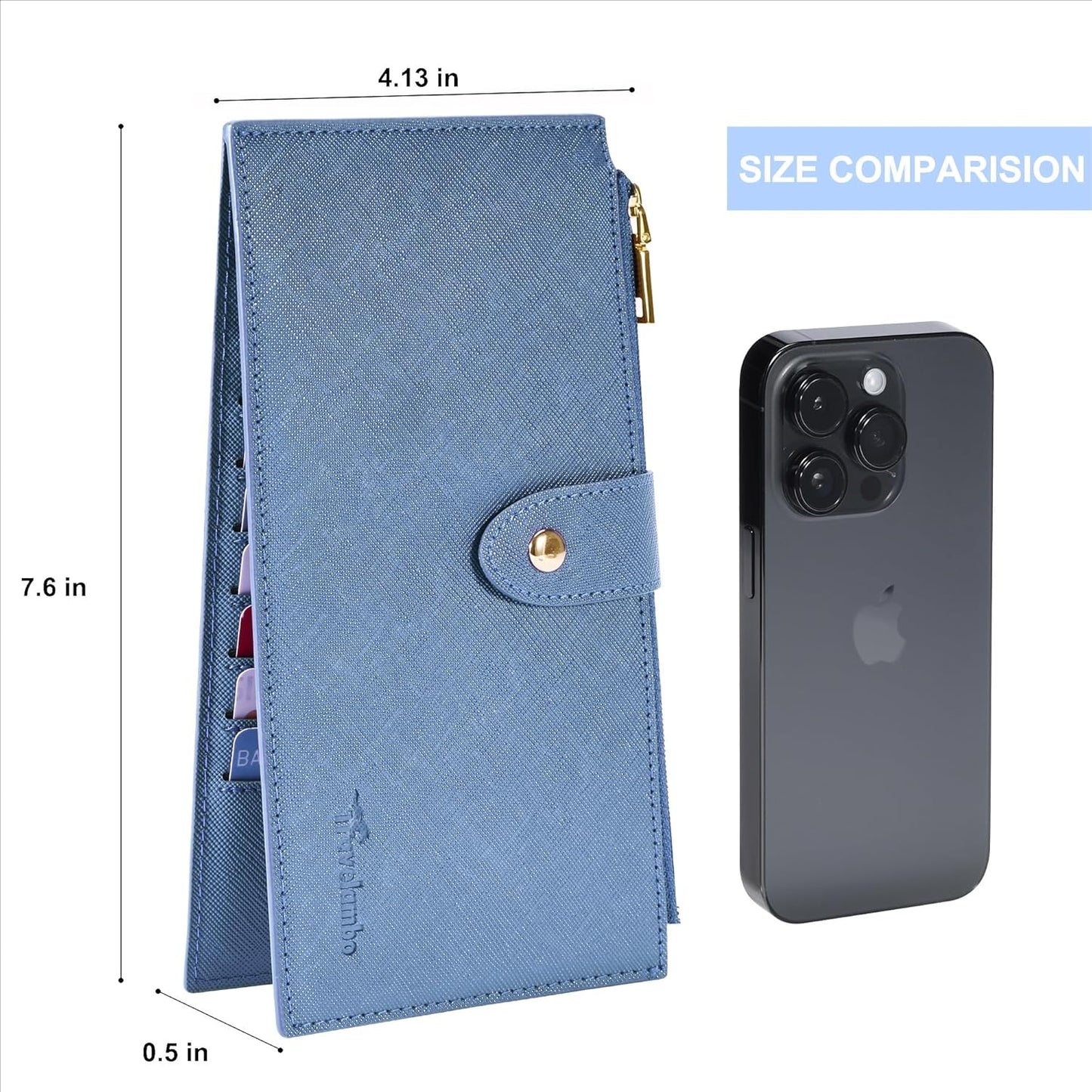 Travelambo RFID Wallet Women Large Size Bifold Multi Card Wallet Case with Zipper Pocke Credit Card Holder for Women